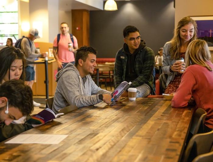 Students hanging out in Cafe Louis